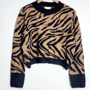 H&M Zebra Print Jacquard-knit Women's Cropped Sweater